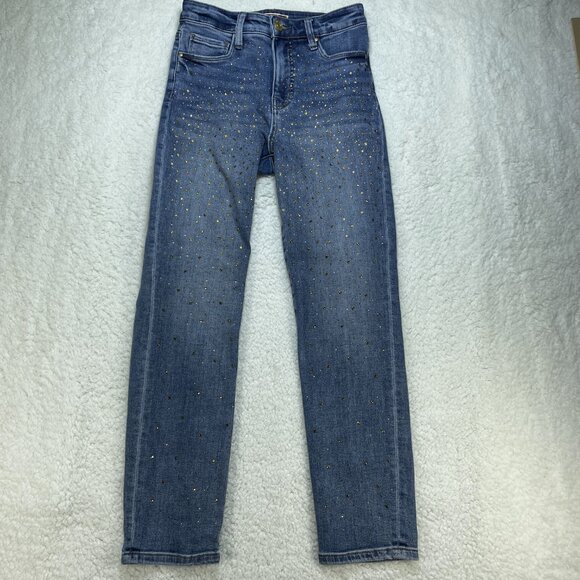 Kut from the Kloth Jeans Womens 0 Blue Reese Ankle Straight Rhinestones 26x27 - Picture 2 of 10